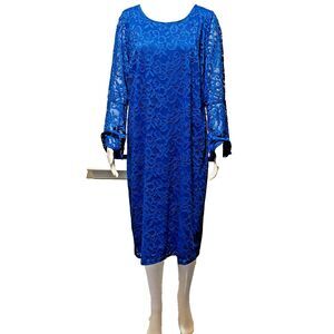 Alfani Woman, Size 18W, Blue Formal Sheath Dress, Lined with Lace Overlay, New!!